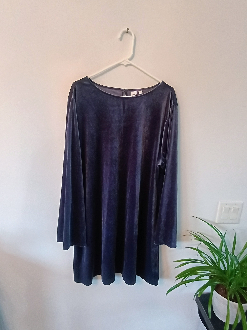 GAP XXL Navy Blue Velvet Swing Dress Long Sleeve Holiday Party NWT $59.99